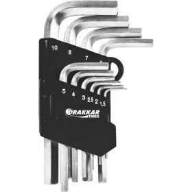   DRAKKAR rövid imbuszkulcskészlet, 1,5–10 mm, 10 db (68417)