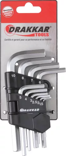 DRAKKAR rövid imbuszkulcskészlet, 1,5–10 mm, 10 db (68417)