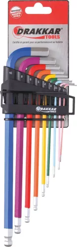 DRAKKAR hosszú imbuszkulcskészlet, 1,5–10 mm, 9 db (68423)
