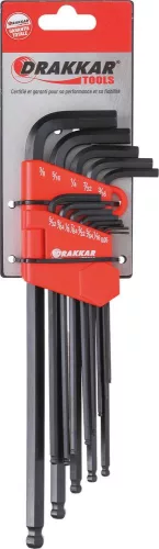 DRAKKAR extra hosszú imbuszkulcskészlet, colos, 0,05–3/8 col, 13 db (68429)