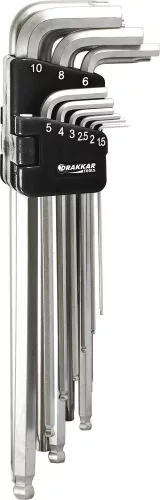 DRAKKAR extra hosszú imbusz- és Torx L-kulcskészlet, 1,5–10 mm/T10–T50, 18 db (68441)