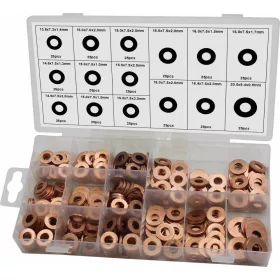   STILKER réz injektoralátét-készlet, 13,8–20 mm külső átmérő, 375 db (76207)