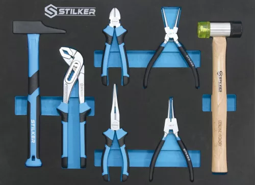 STILKER 4 részes műhelybútor 25 mm fa munkalappal és 147 szerszámmal (84080)