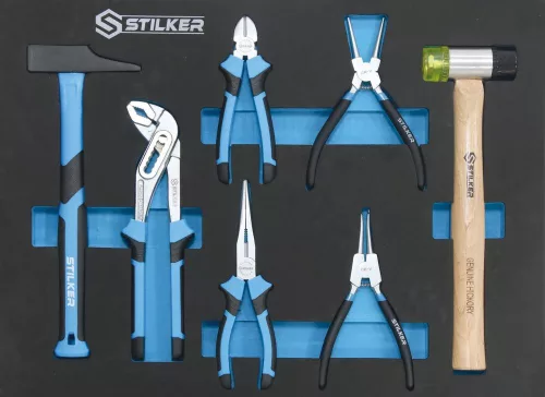 STILKER 4 részes műhelybútor 38 mm rozsdamentes munkalappal és 147 szerszámmal (84084)