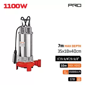   NAKAYAMA PRO Merülő szennyvízszivattyú 1100 W, 15000 l/h, 2” csatlakozással (15000l/h) (SP1115)