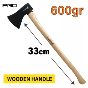   NAKAYAMA PRO Balta, fejsze kerti és tűzifa-darabolási munkákhoz, 600 g, 33 cm, fa nyéllel (SSF550)