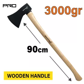   NAKAYAMA PRO Hasító fejsze, balta rönkök és tűzifa hasításához, 3 kg, 90 cm, fa nyéllel (SSF558)