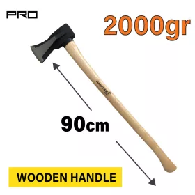   NAKAYAMA PRO Hasító fejsze, balta rönkök és tűzifa hasításához, 2 kg, 90 cm, fa nyéllel (SSF560)