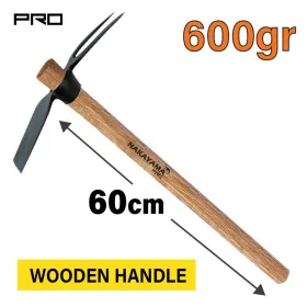   NAKAYAMA Kétágú kézi kapa talajlazításhoz és gyomláláshoz, 60 cm, 600 g, fa nyéllel (SSF562)