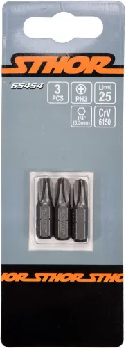 STHOR Bitkészlet 3 darab 1/4 PH3X25mm (65454)