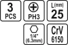 STHOR Bitkészlet 3 darab 1/4 PH3X25mm (65454)