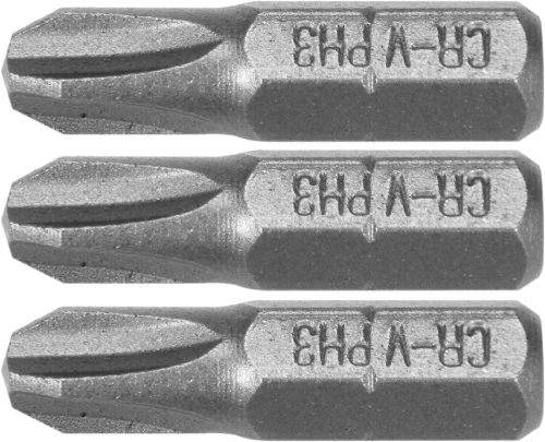 STHOR Bitkészlet 3 darab 1/4" PH1, PH2, PH3 25mm (65461)
