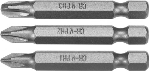 STHOR Bitkészlet 3 darab 1/4"  PH1, PH2, PH3 50mm (65462)