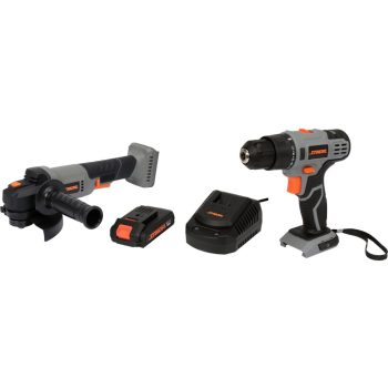   STHOR Ütvefúró és csavarozó, 26 Nm + sarokcsiszoló, 125 mm + akkumulátor, Li-Ion, 20 V, 2 Ah + töltő (78097)