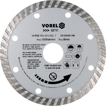 VOREL Turbo gyémánt vágókorong 115 mm (08751)