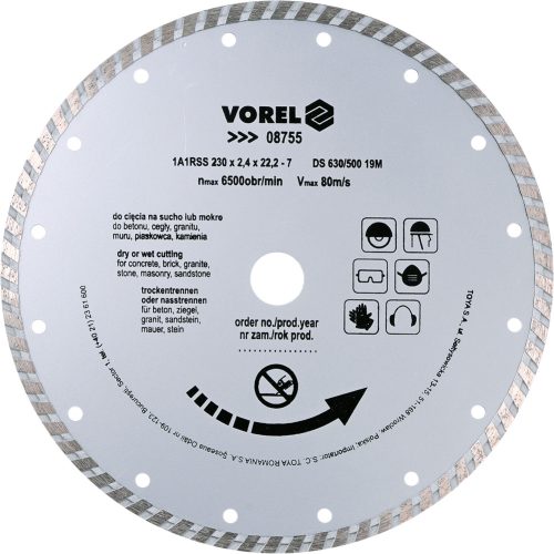 VOREL Turbo gyémánt vágókorong 230 mm (08755)