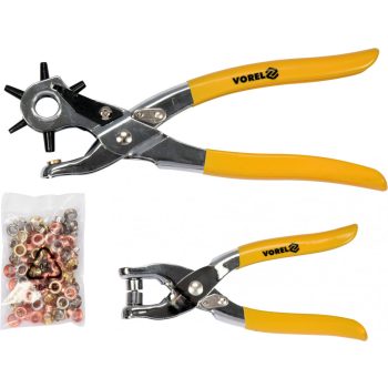   VOREL Bőrlyukasztó és bőrszegecselő fogó + 100 db szegecs (43603)