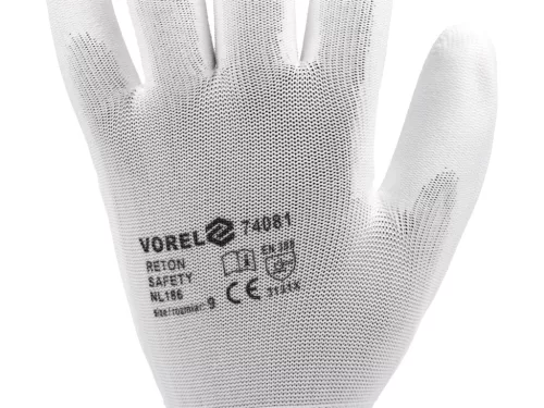 VOREL FEHÉR munka kesztyű méret 9 (74081)