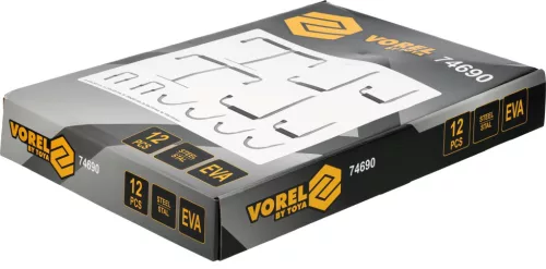 VOREL Garázs tárolókampó készlet falra, 12 részes, acél, 13–40 kg teherbírással (74690)