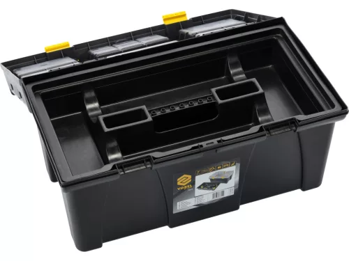 VOREL Szerszámosláda PVC műanyagból, 26”, 595 × 337 × 316 mm, kivehető tálcával (78815)