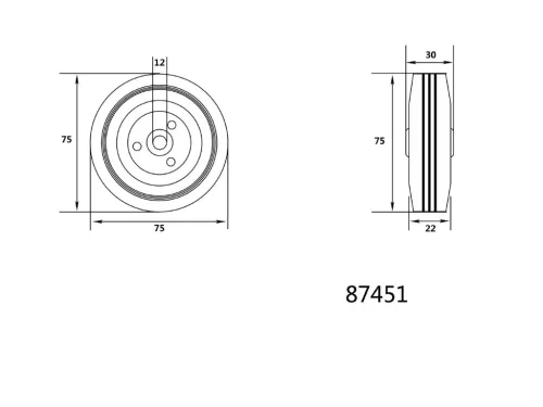 VOREL Ipari kerék 75mm 40kg (87451)