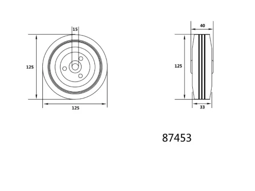 VOREL Ipari kerék 125mm (87453)