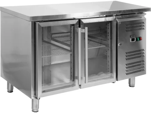 YATO Nagykonyhai ipari GN hűtött munkaasztal, 2 ÜVEGAJTÓ (YG-05252)