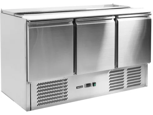 YATO Nagykonyhai ipari hűtött munkaasztal, salátahűtő, 368 Liter, 3 AJTó (YG-05290)