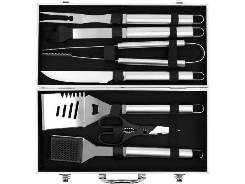 YATO Rozsdamentes acél BBQ készlet kofferben, 7 részes (YG-20111)