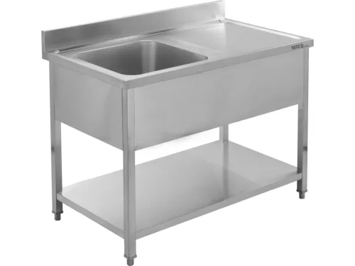 YATO Rozsdamentes inox gasztro munkaasztal mosogatóval, 1000 x 700 x 850 mm  (YG-30903)
