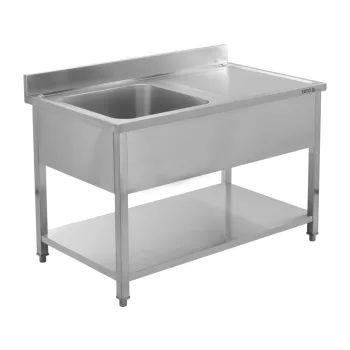   YATO Rozsdamentes inox gasztro munkaasztal mosogatóval,  1400 x 700 x 850 mm (YG-30905)