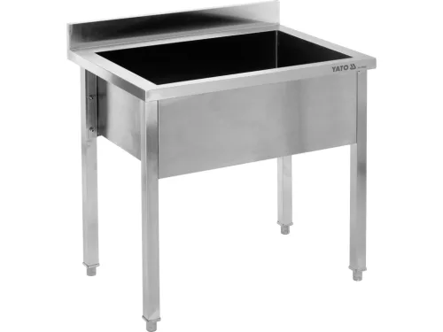 YATO Rozsdamentes ipari mosogatóasztal (egymedencés állvány, 100x60 cm) (YG-30922)