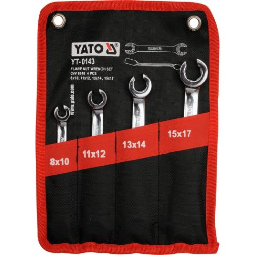YATO Fékcsőkulcs készlet 4 részes 8-17 mm ipari CrV 6140  (YT-0143)