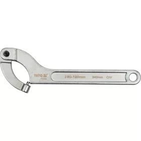   YATO KÁllítható csuklós körmöskulcs horonyanyákhoz, 80-120 mm, 340 mm, CrV (YT-01678)