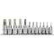 YATO Bitfejkészlet furatos Torx profillal, 1/4” és 3/8” meghajtással, T8–T55, 12 részes (YT-04332)