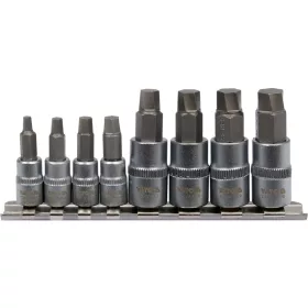   YATO Sérült belső hatszögű csavar kiszedő bitkészlet 1/4” és 3/8”, H3–H10, 8 részes (YT-04580)