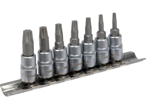 YATO Bitfejkészlet sérült Torx csavarokhoz, 1/4”, TE10–TE40, 7 részes (YT-04581)