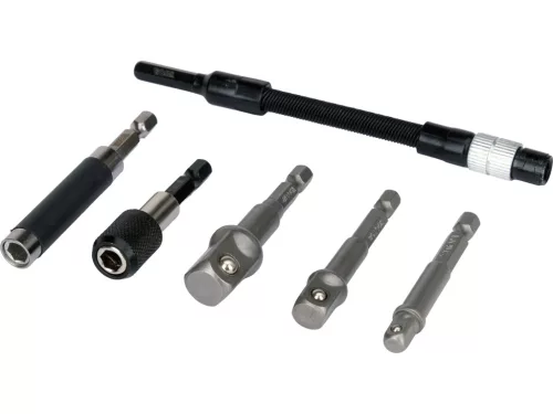 YATO Bit- és dugókulcs adapter készlet 6 részes, HEX 1/4”, flexibilis toldóval (YT-04640)