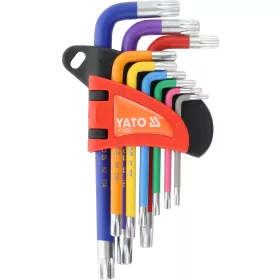   YATO Torx biztonsági kulcs készlet furatos csavarokhoz, T10–T50, 9 részes, S2 acél (YT-05637)