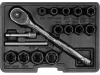 YATO Csavarkiszedő dugókulcs készlet 3/8” racsnival, 8–19 mm, 16 részes (YT-05897)