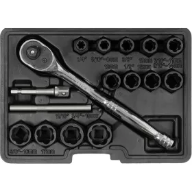   YATO Csavarkiszedő dugókulcs készlet 3/8” racsnival, 8–19 mm, 16 részes (YT-05897)