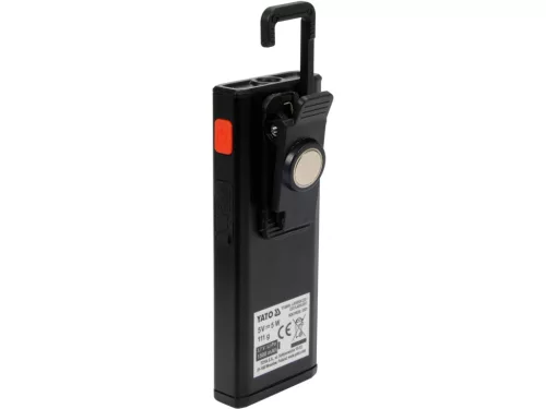 YATO Akkus LED munkalámpa powerbankkal, mágnessel és kampóval, 500 lm, 1500 mAh, IPX4 (YT-08556)