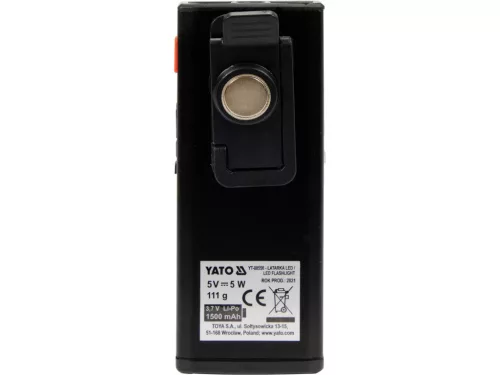YATO Akkus LED munkalámpa powerbankkal, mágnessel és kampóval, 500 lm, 1500 mAh, IPX4 (YT-08556)