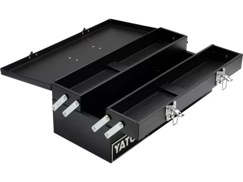 YATO Fém szerszámosláda 460 × 200 × 180 mm, 3 rekeszes, lakatolható (YT-0884)