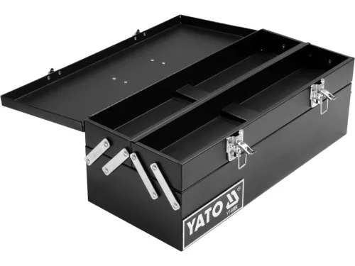YATO Fém szerszámosláda 460 × 200 × 180 mm, 3 rekeszes, lakatolható (YT-0884)