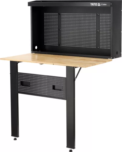 YATO Munkapad / műhelyasztal összecsukható, 120 × 60 cm, 135 kg, perforált szerszámtáblával (YT-08944)