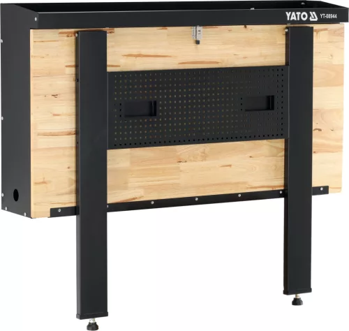 YATO Munkapad / műhelyasztal összecsukható, 120 × 60 cm, 135 kg, perforált szerszámtáblával (YT-08944)