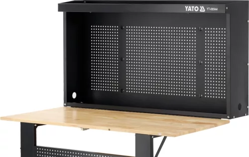YATO Munkapad / műhelyasztal összecsukható, 120 × 60 cm, 135 kg, perforált szerszámtáblával (YT-08944)