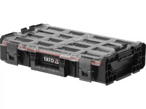YATO XL moduláris rendszerező 12 kivehető tárolódobozzal, 585 × 387 × 131 mm (YT-09180)