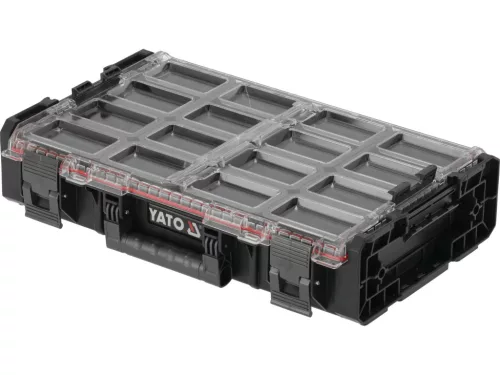 YATO XL moduláris rendszerező 12 kivehető tárolódobozzal, 585 × 387 × 131 mm (YT-09180)